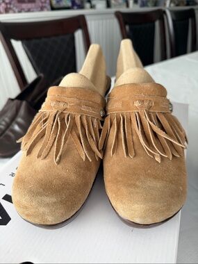 Anne Klein Sport Tan Suede Wedge Loafers